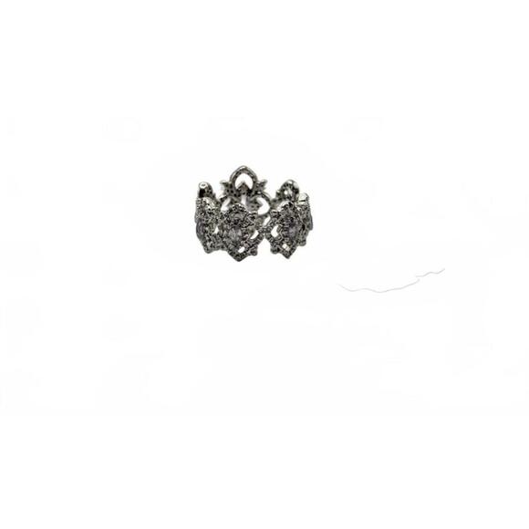 Elegant Vintage Silver Filigree Ring with Sparkling Details Size 7 - Picture 3 of 9